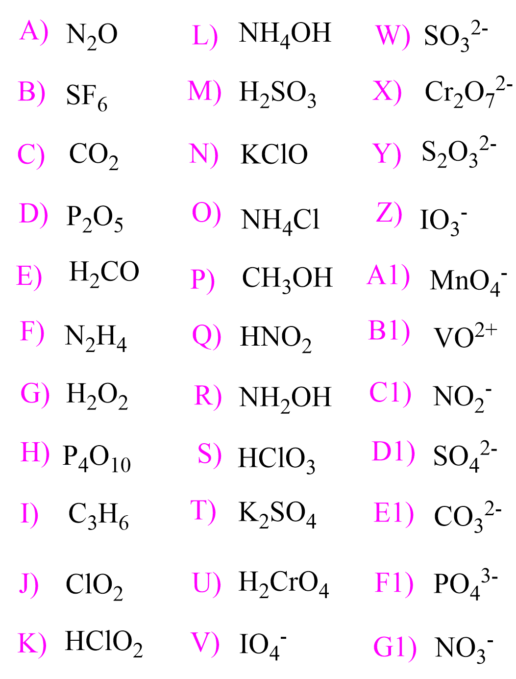 oxidation state practice problem questions